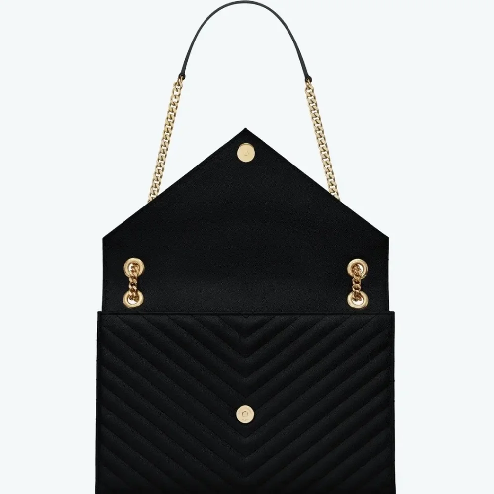 MSRP $3,500 NWT BNIB SAINT LAURENT ENVELOPE LARGE BAG MATELASSÉ GRAIN DE POUDRE - Picture 6 of 16